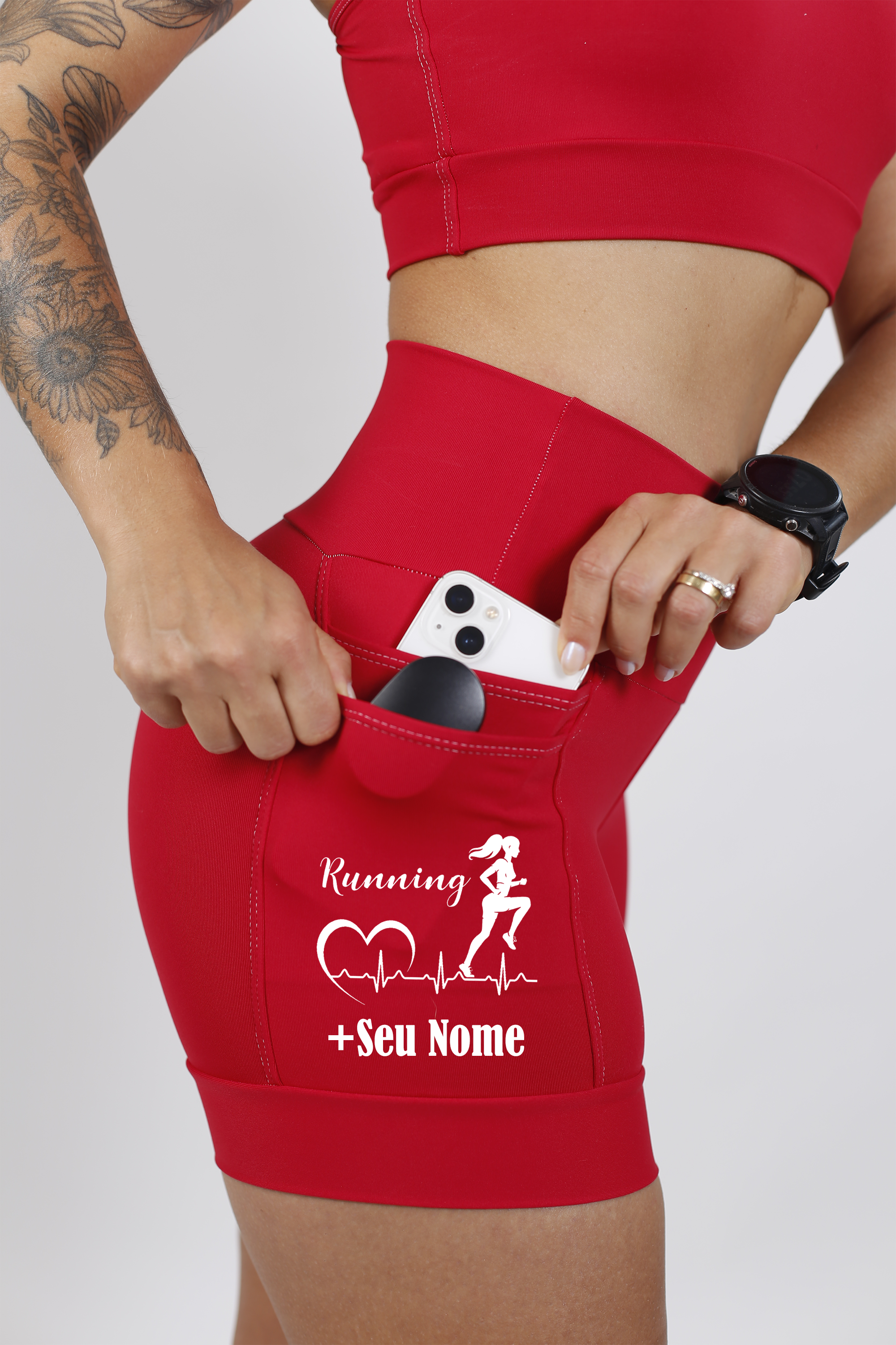 Shorts Vermelho Running + Seu Nome