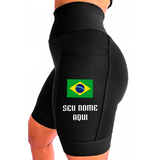 Bermuda Feminina Seu nome+Bandeira Brasil