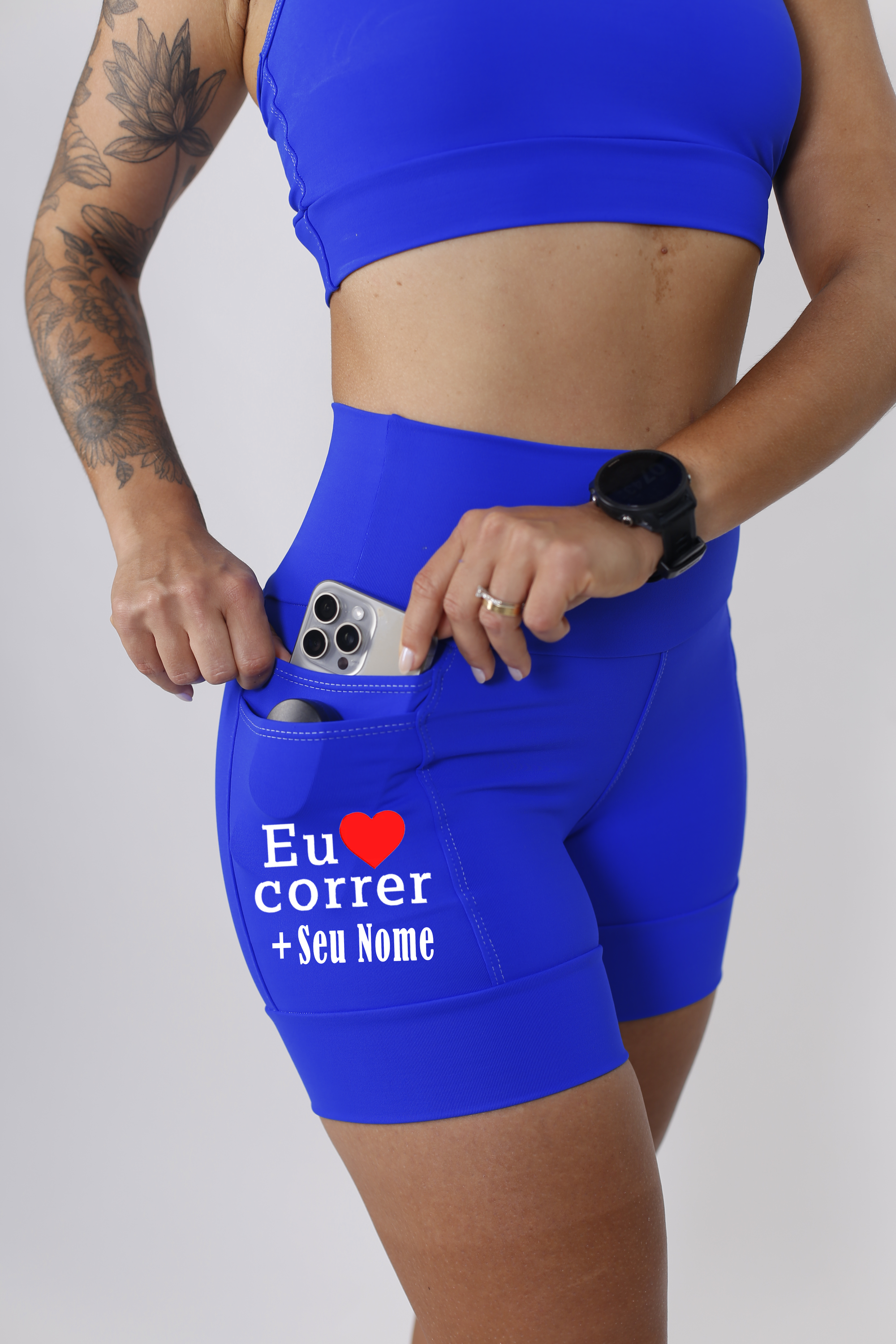 Shorts Azul Eu Amo Correr