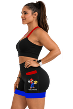 Short Preto/Azul/Vermelho Super Mario+Seu Nome