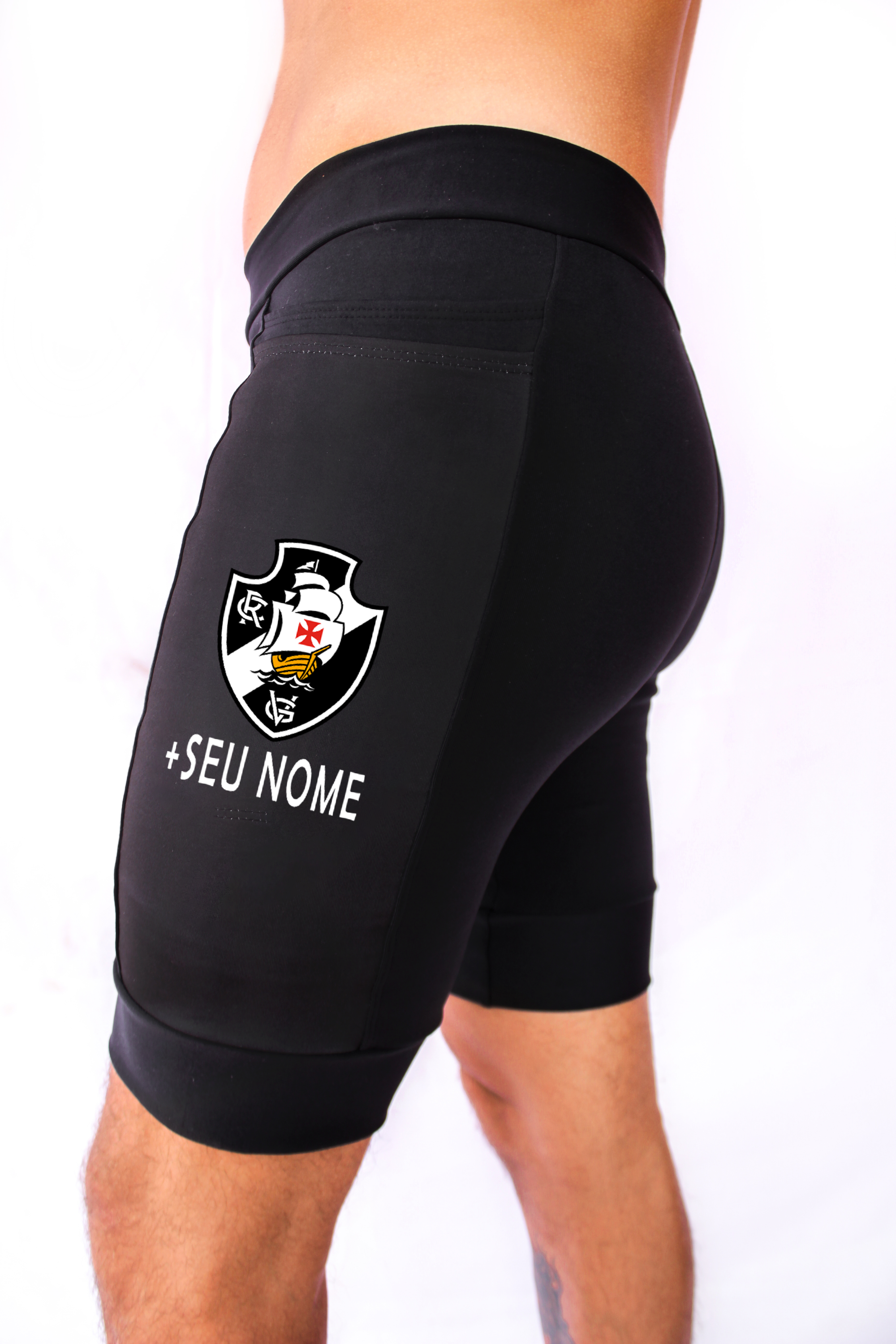 Bermuda Masc Preta Vasco  + Nome