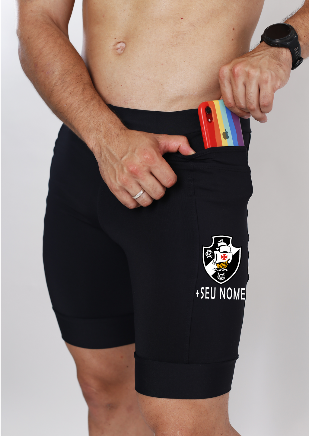 Bermuda Masc Preta Vasco  + Nome