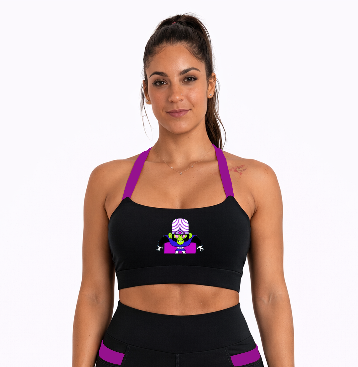 Top Fitness Preto/Roxo Macaco Louco