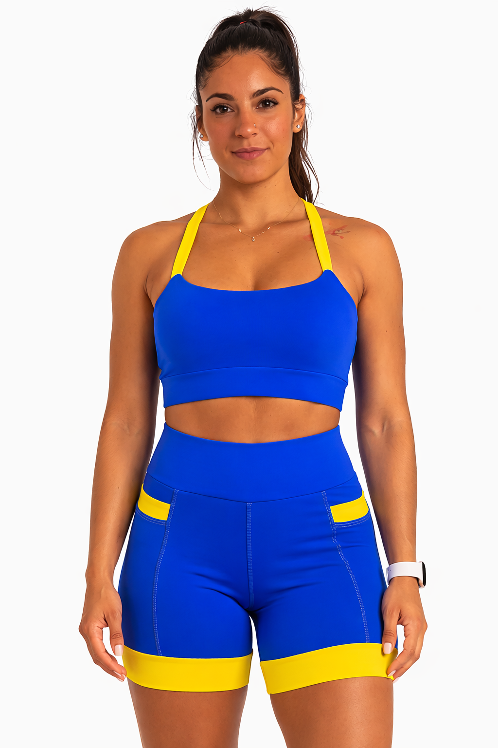 Top Faixa Azul/Amarelo com Bojo Coleção Brasil