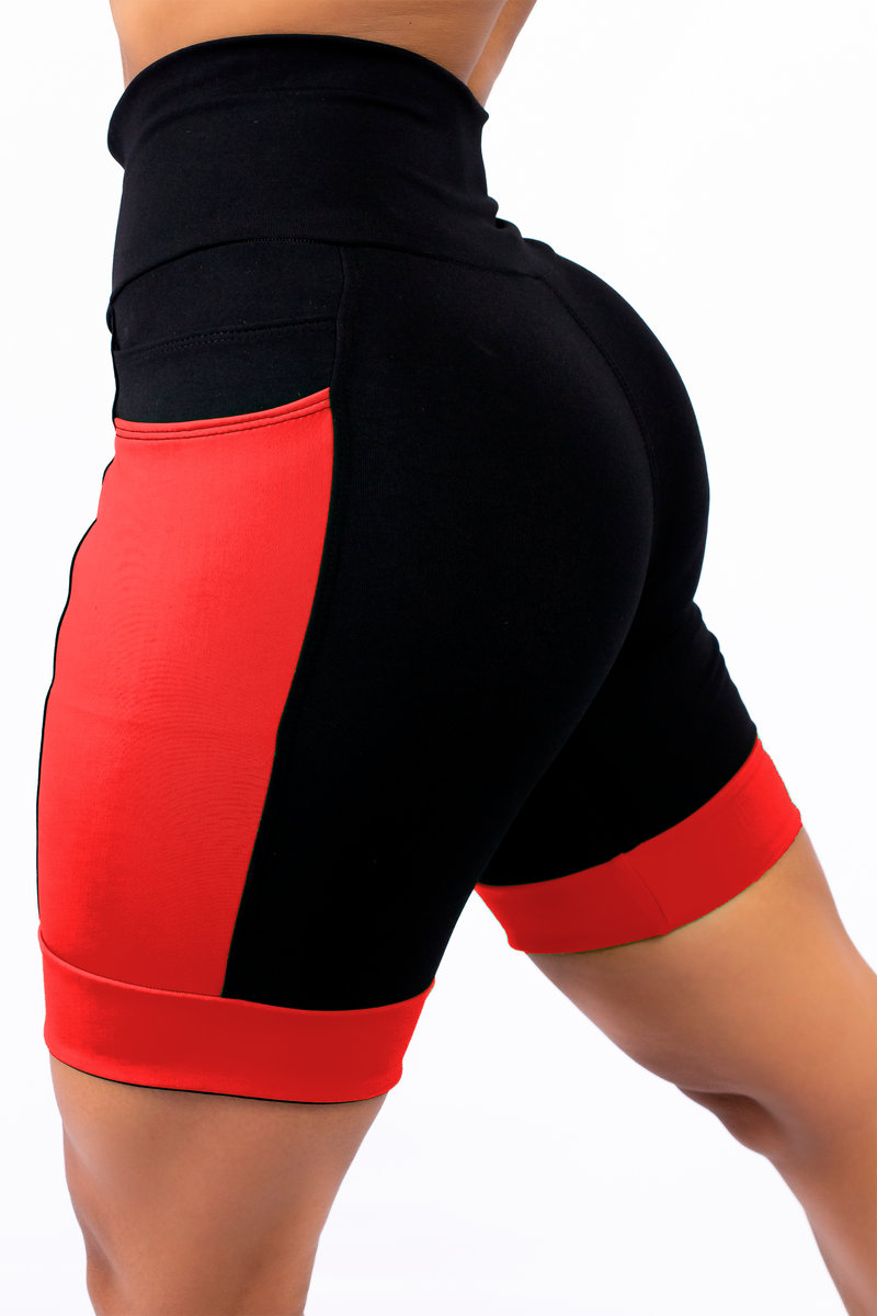 Bermuda Feminina Preto/Vermelho