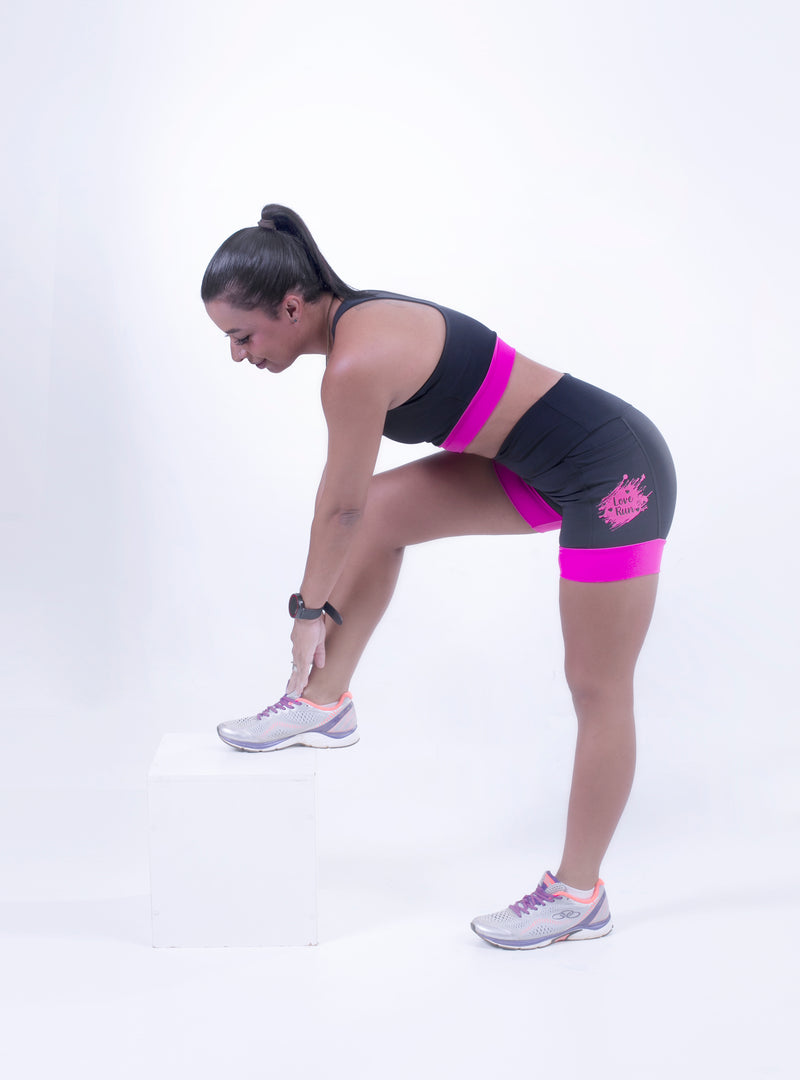 Shorts Preto e Rosa Love Run
