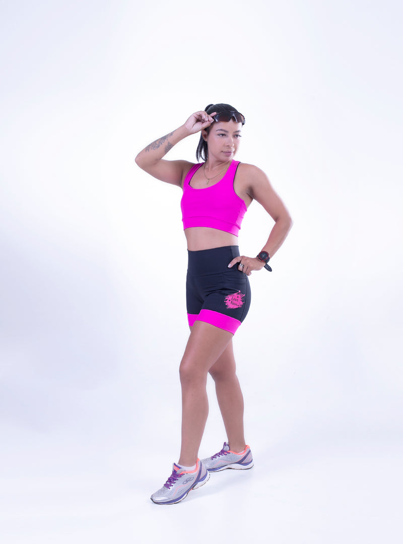 Shorts Preto e Rosa Love Run