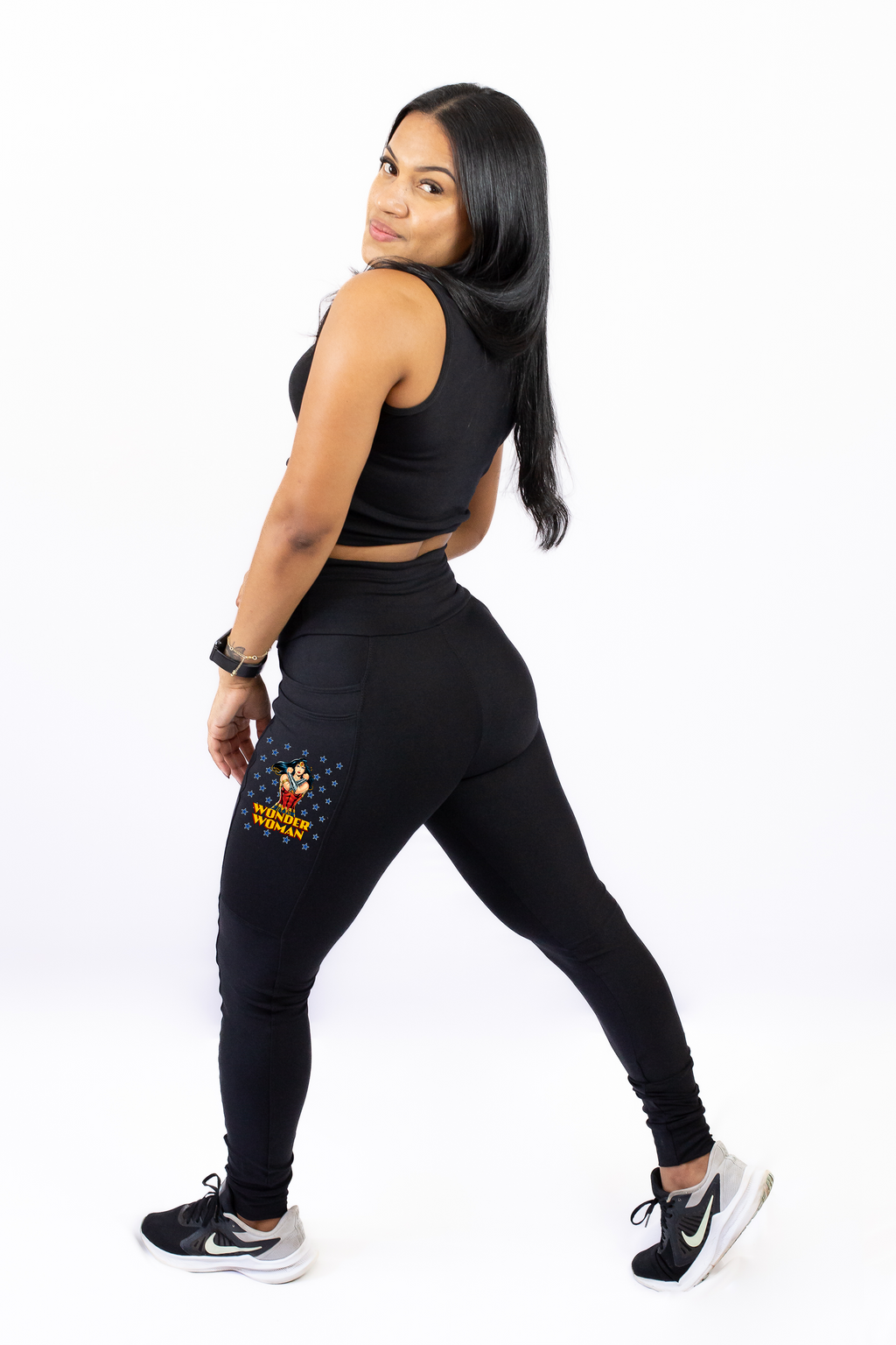 Calça Compressão Com Bolsos Mulher Maravilha