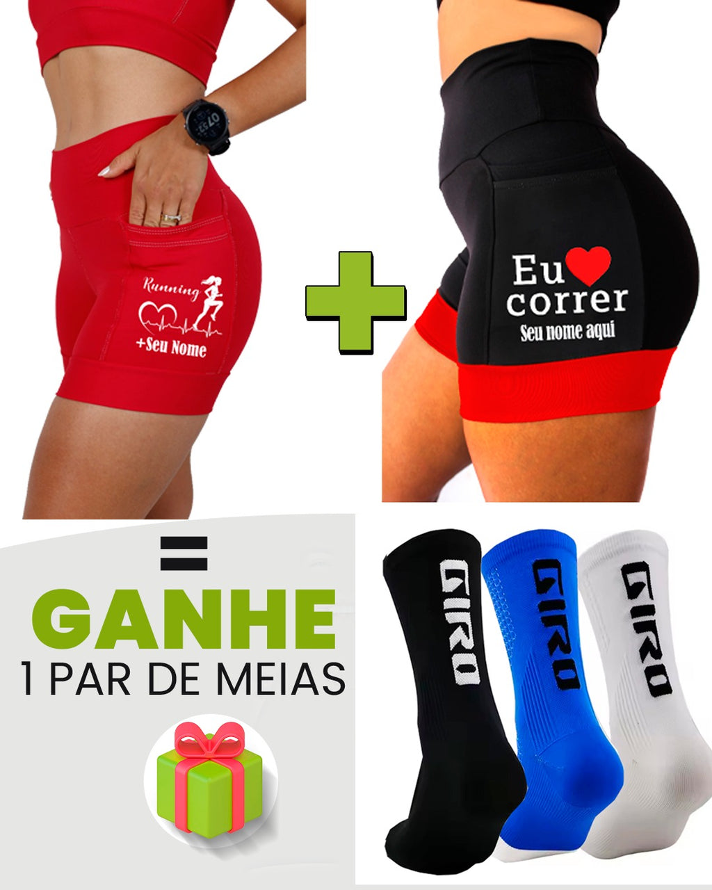 Kit Shorts Feminino + Meia