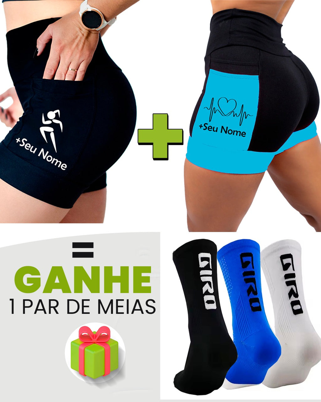 Kit Shorts Feminino + Meia