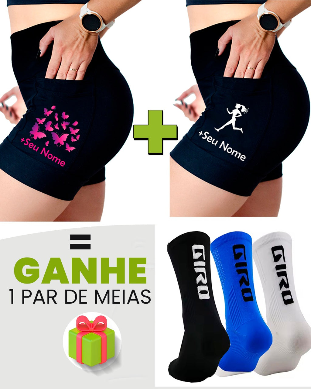 Kit Shorts Feminino + Meia