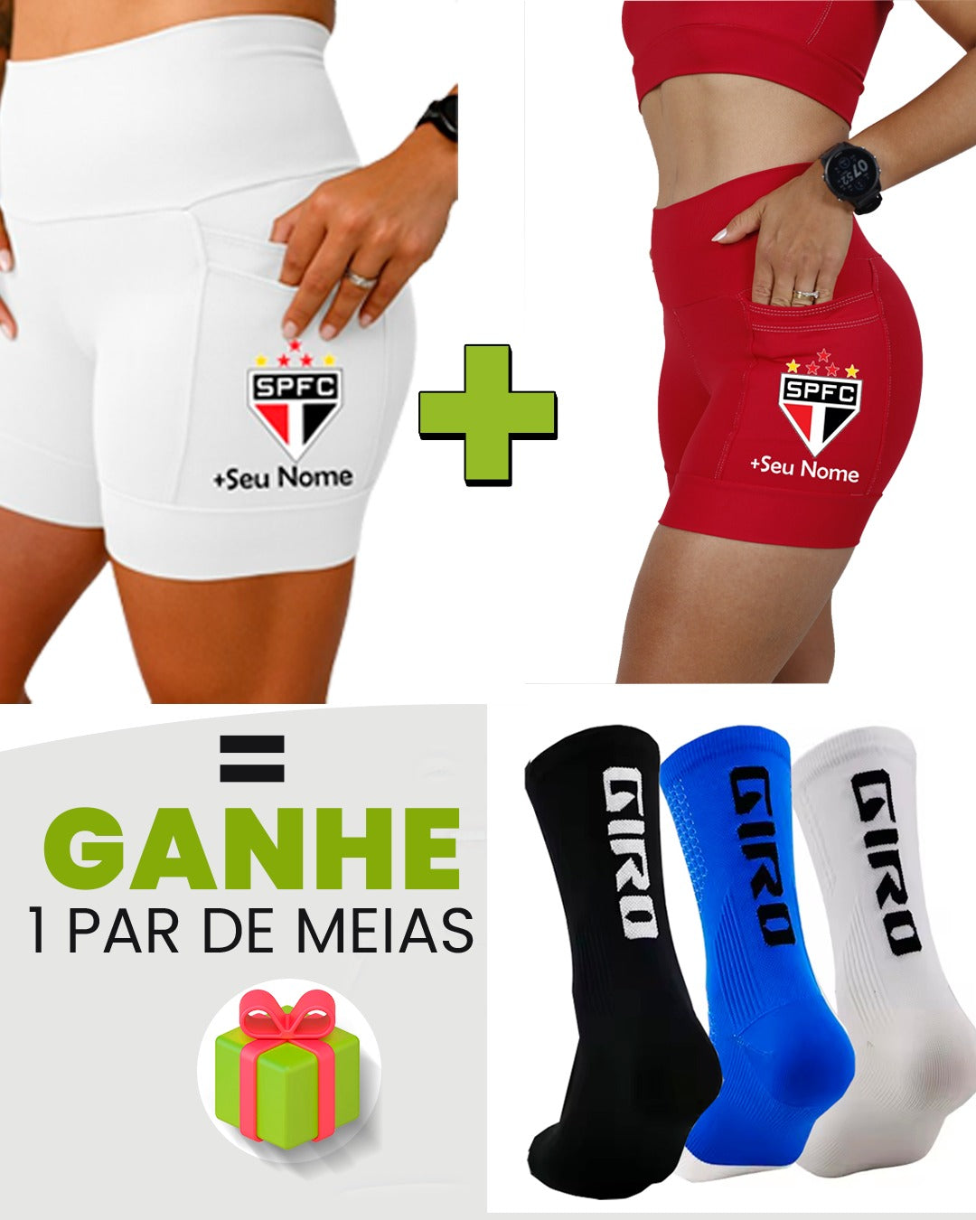 Kit Shorts Feminino + Meia