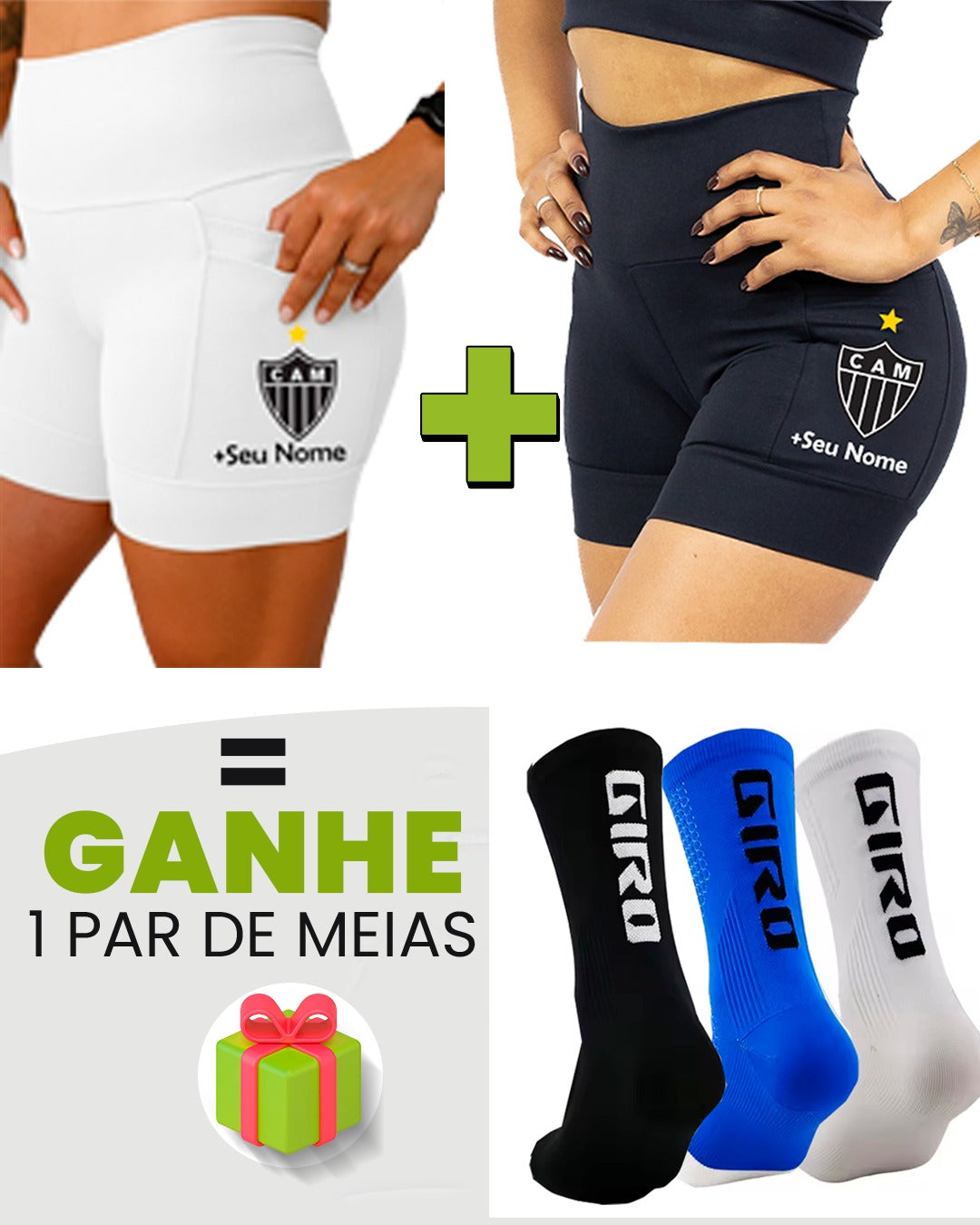 Kit Shorts Feminino + Meia