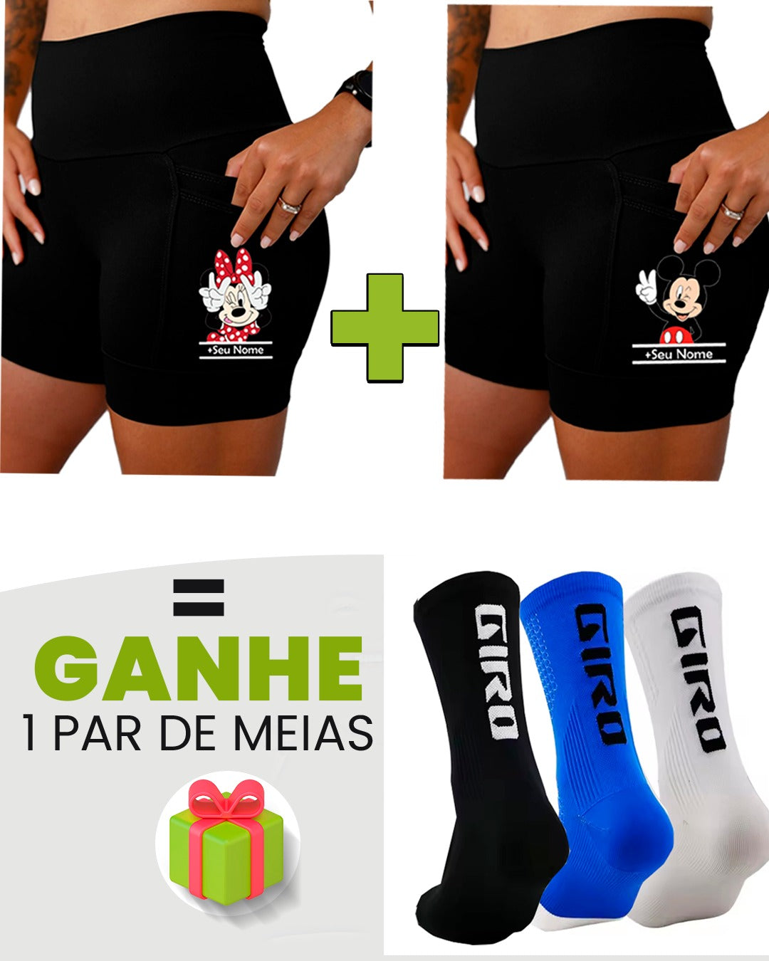 Kit Shorts Feminino + Meia