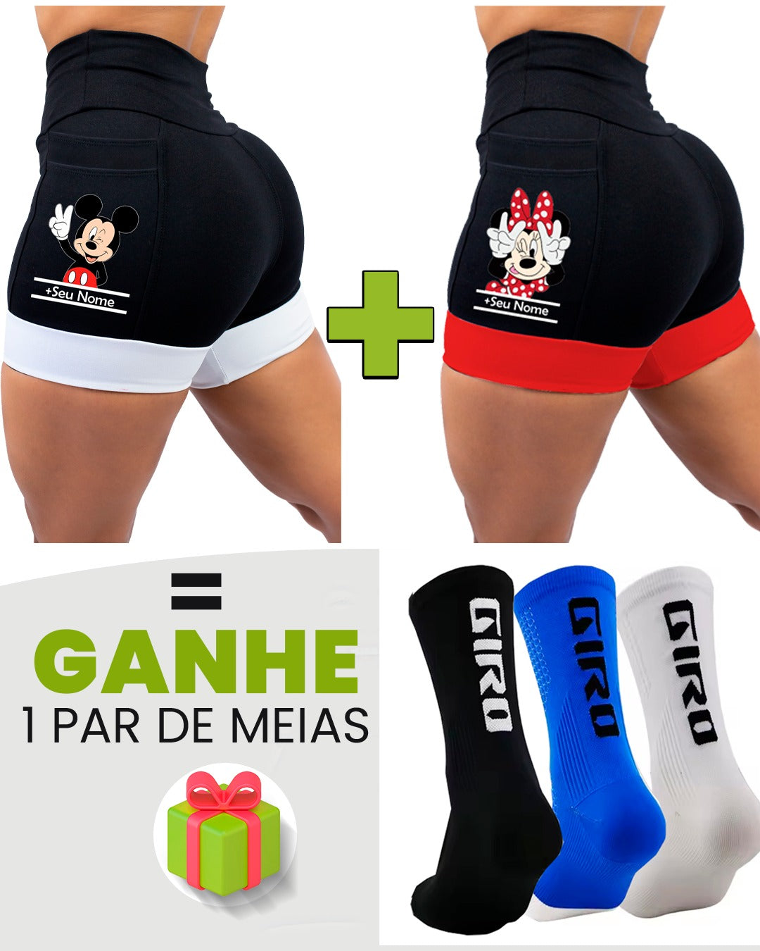 Kit Shorts Feminina + Meia