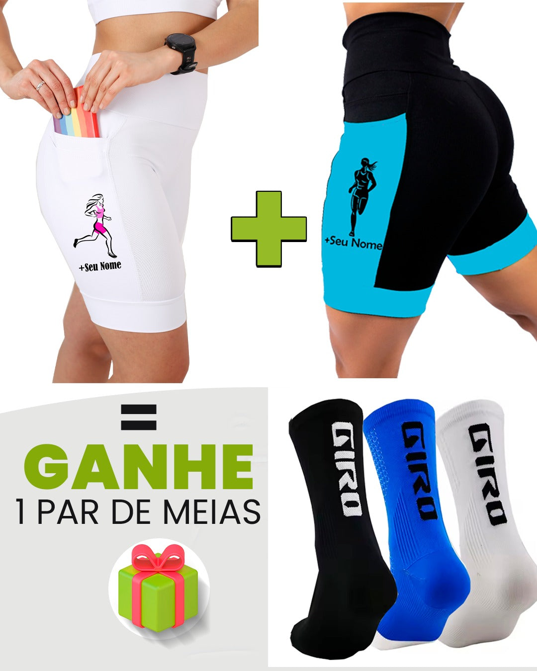 Kit Bermuda Feminina + Meia