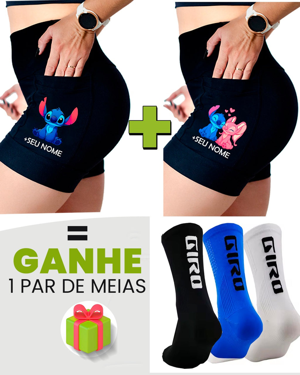 Kit Shorts Feminino + Meia