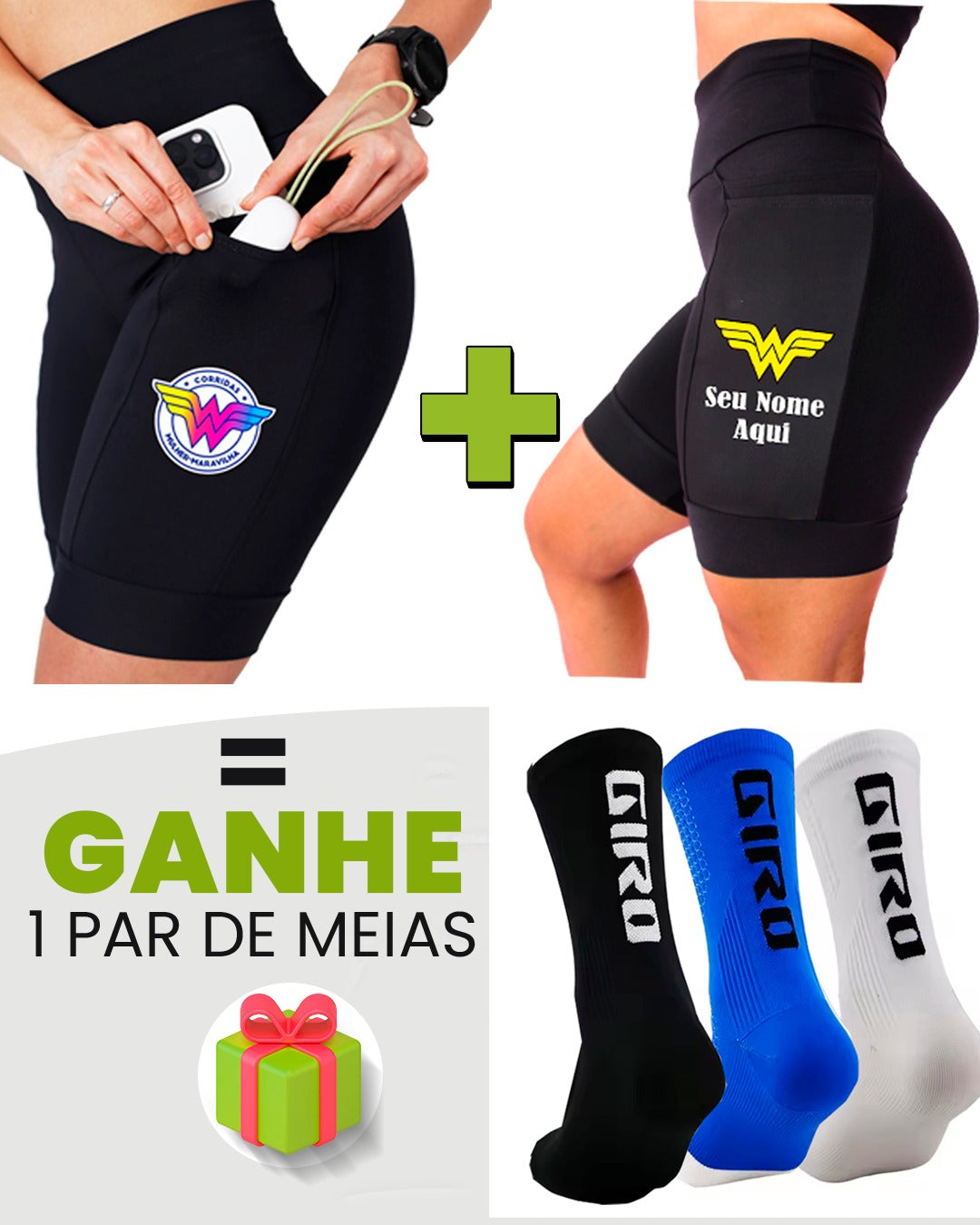 Kit Bermudas Feminino + Meia