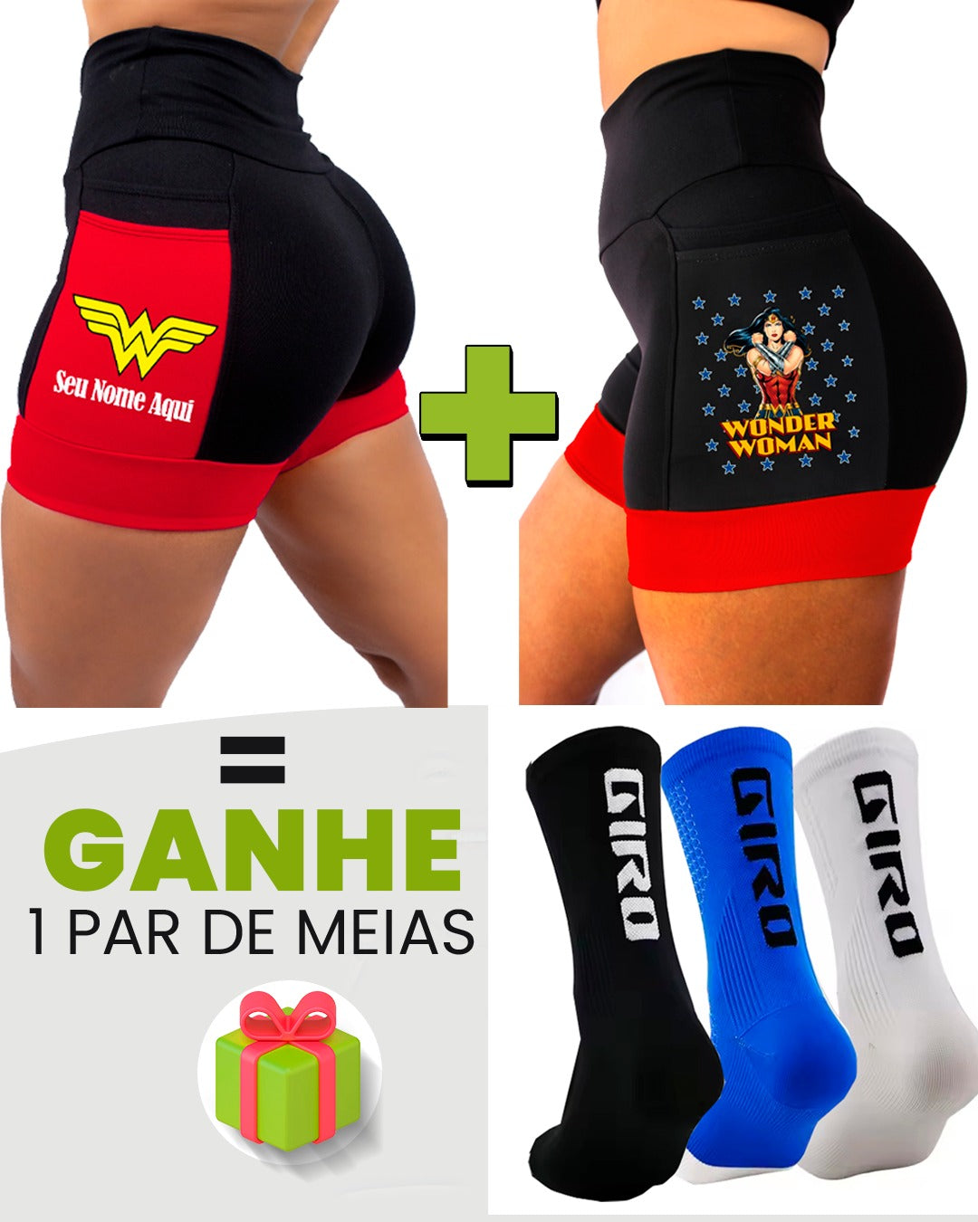 Kit Shorts Feminino + Meia