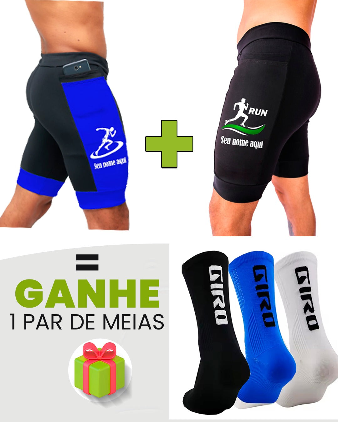 Kit Bermuda Masculina + Meia