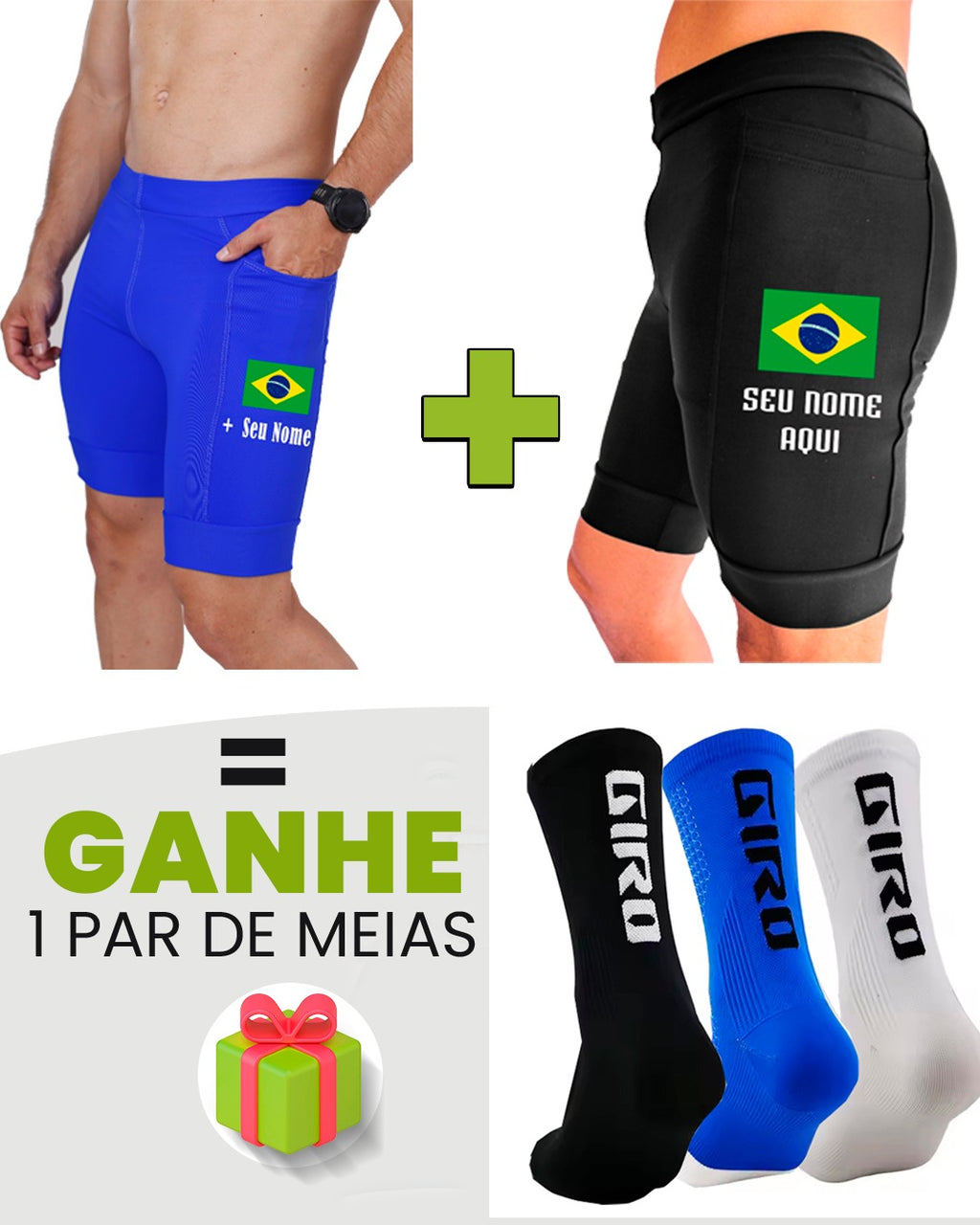 Kit Bermuda Masculina + Meia
