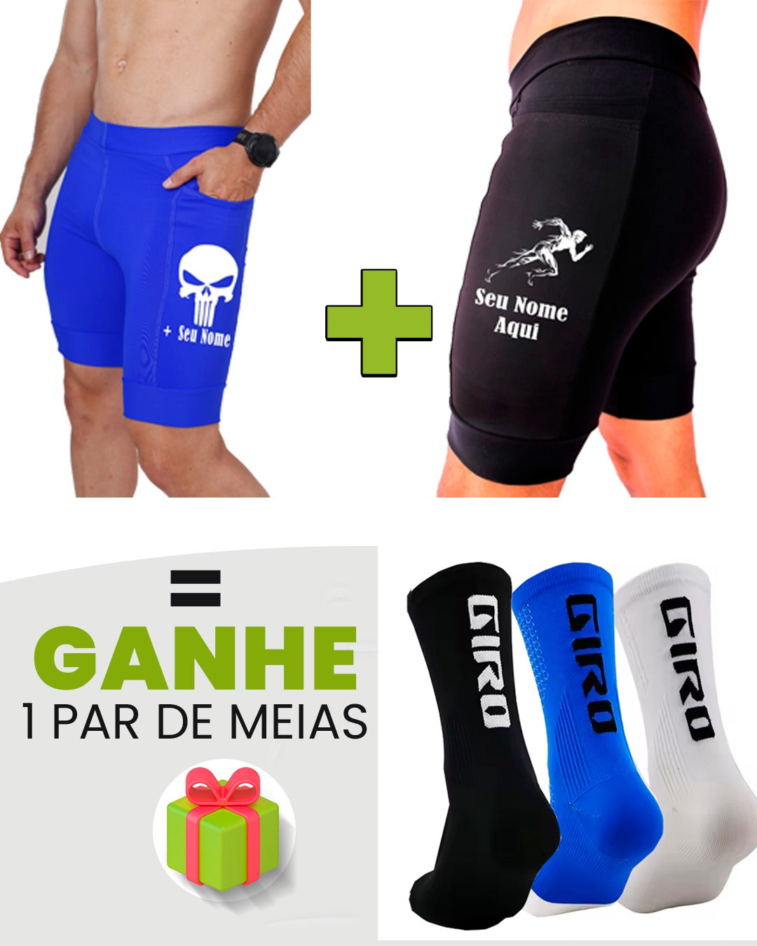 Kit Bermuda Masculina + Meia