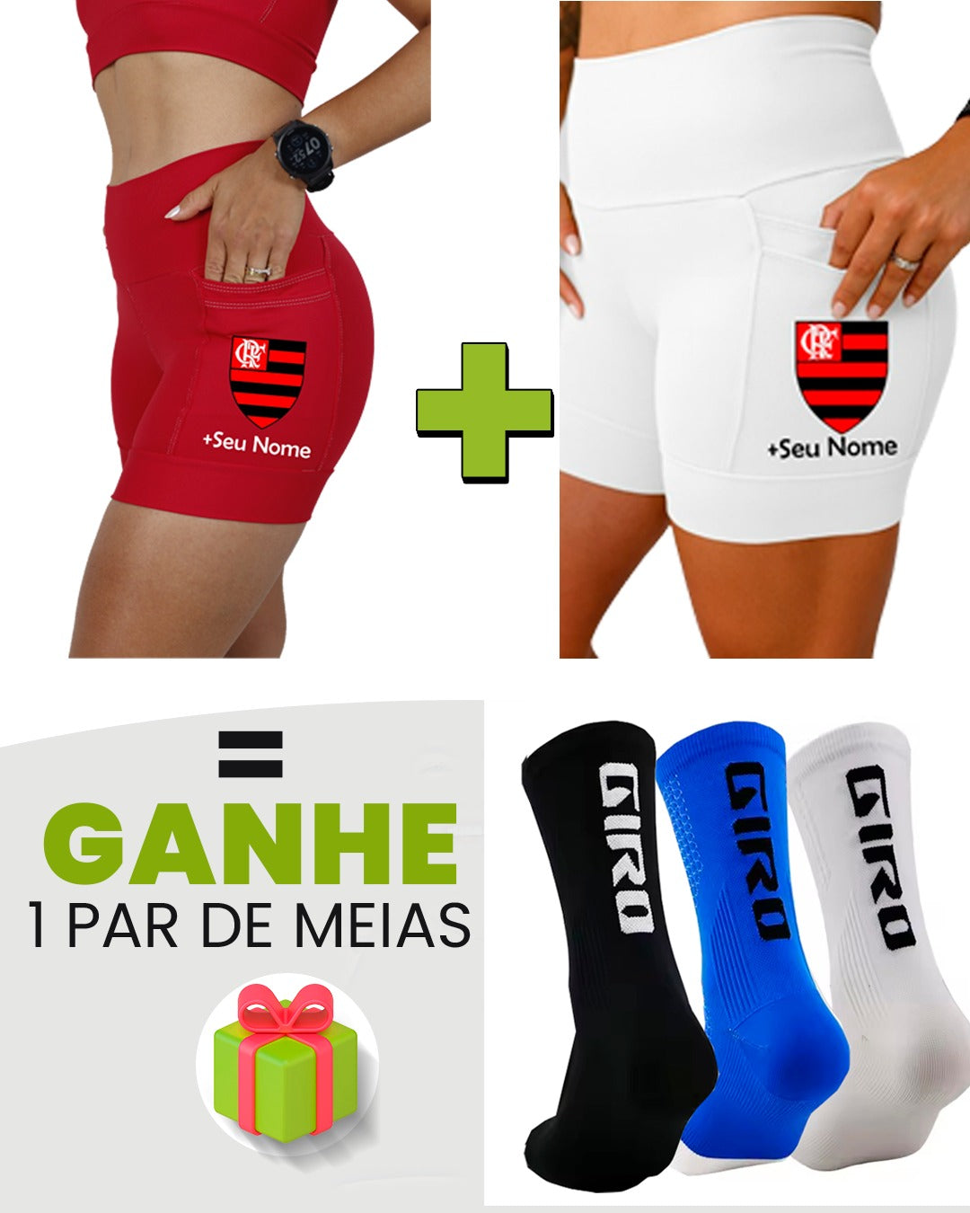 Kit Shorts Feminino + Meia