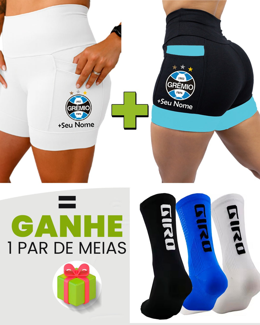 Kit Shorts Feminino + Meia