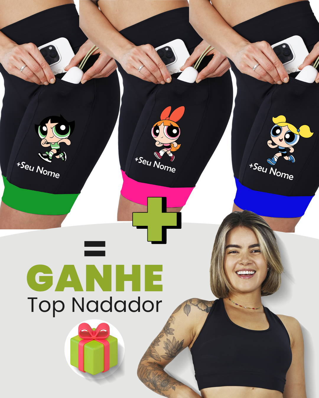 Kit Bermuda Super Poderosa Corredora + Top