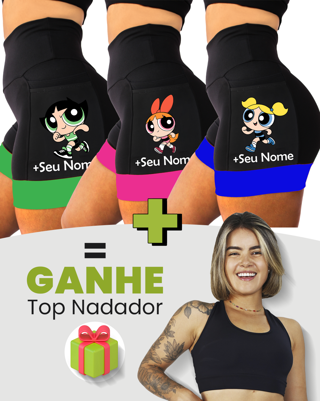 Kit Short Super Poderosa Corredora + Top