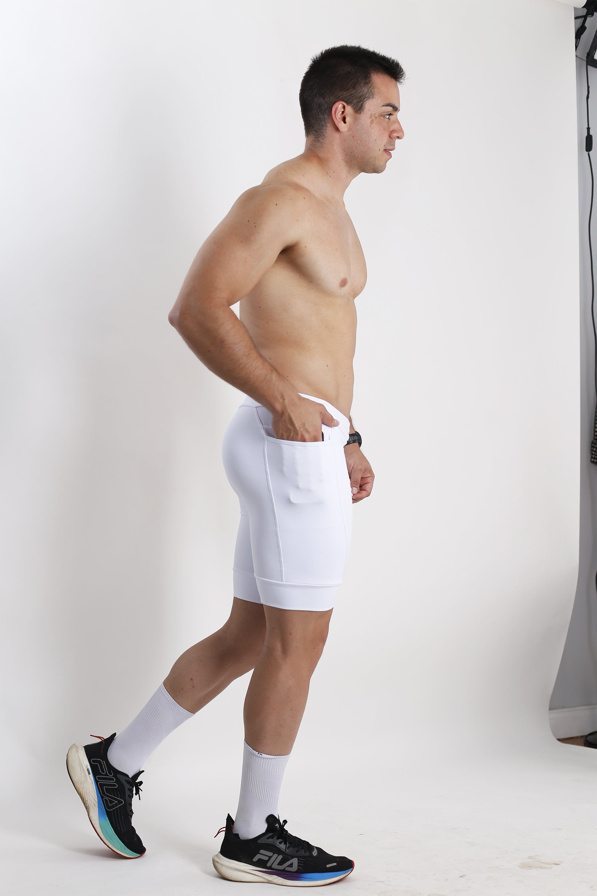 Bermuda Masc Branco Sem Estampa