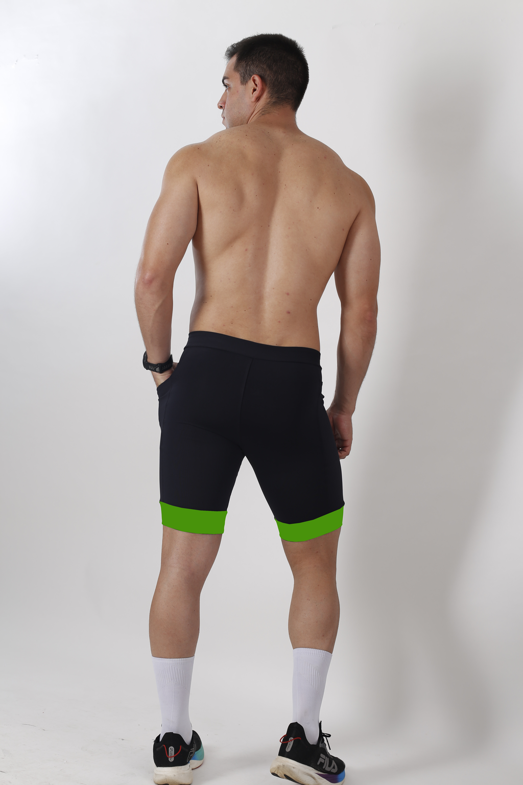 Bermuda Masculina Preto/Verde Corredor + Seu nome