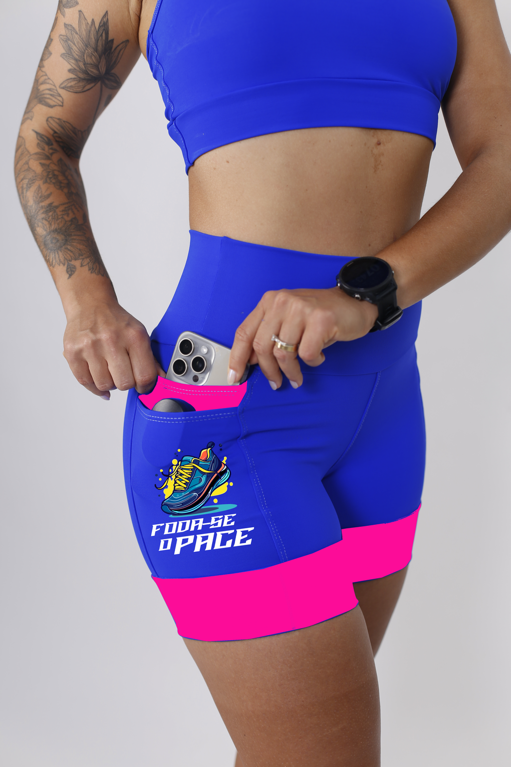 Shorts Azul e Rosa Foda-se o Pace