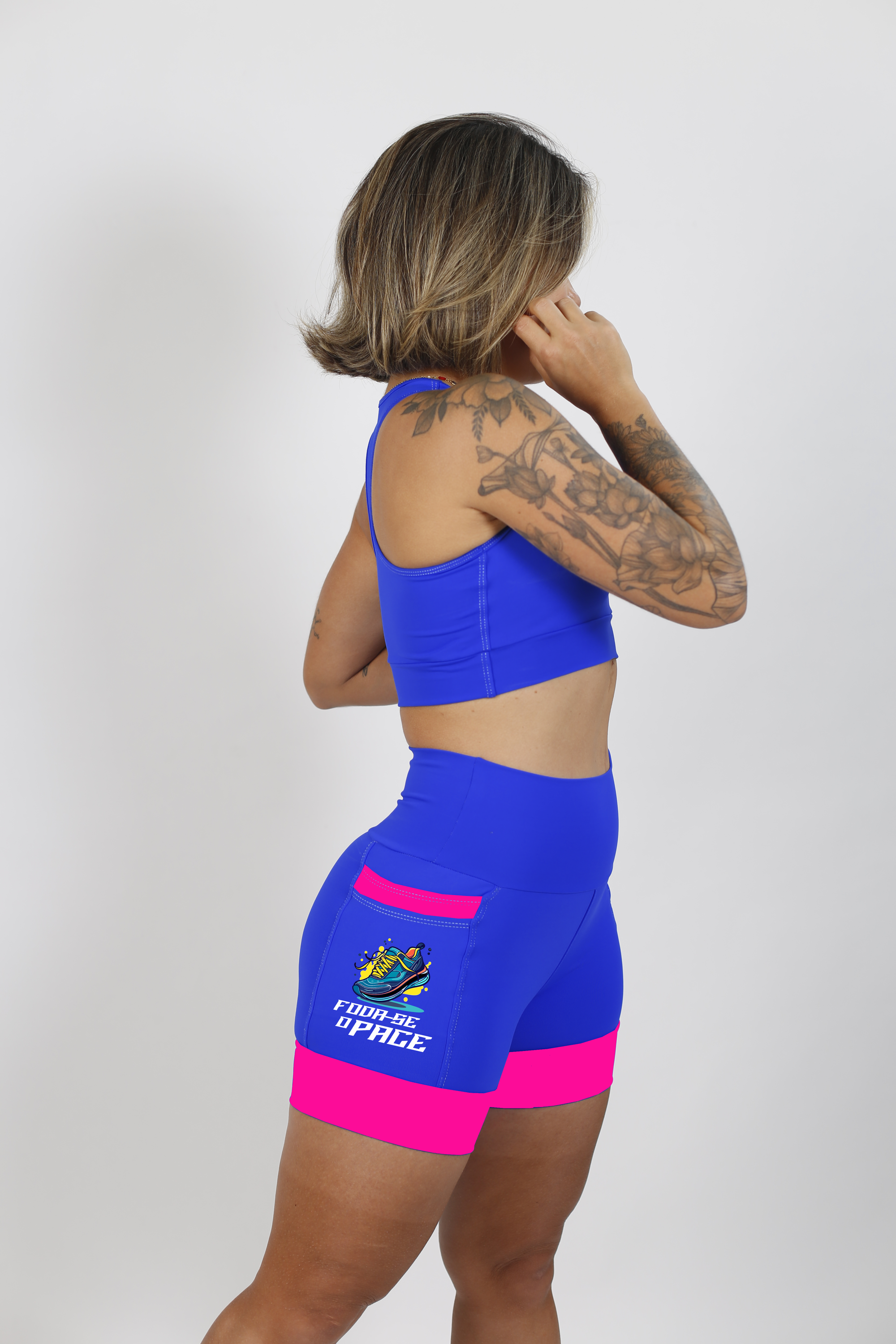 Shorts Azul e Rosa Foda-se o Pace
