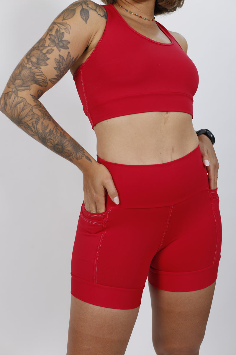 Shorts Vermelho Sem Estampa