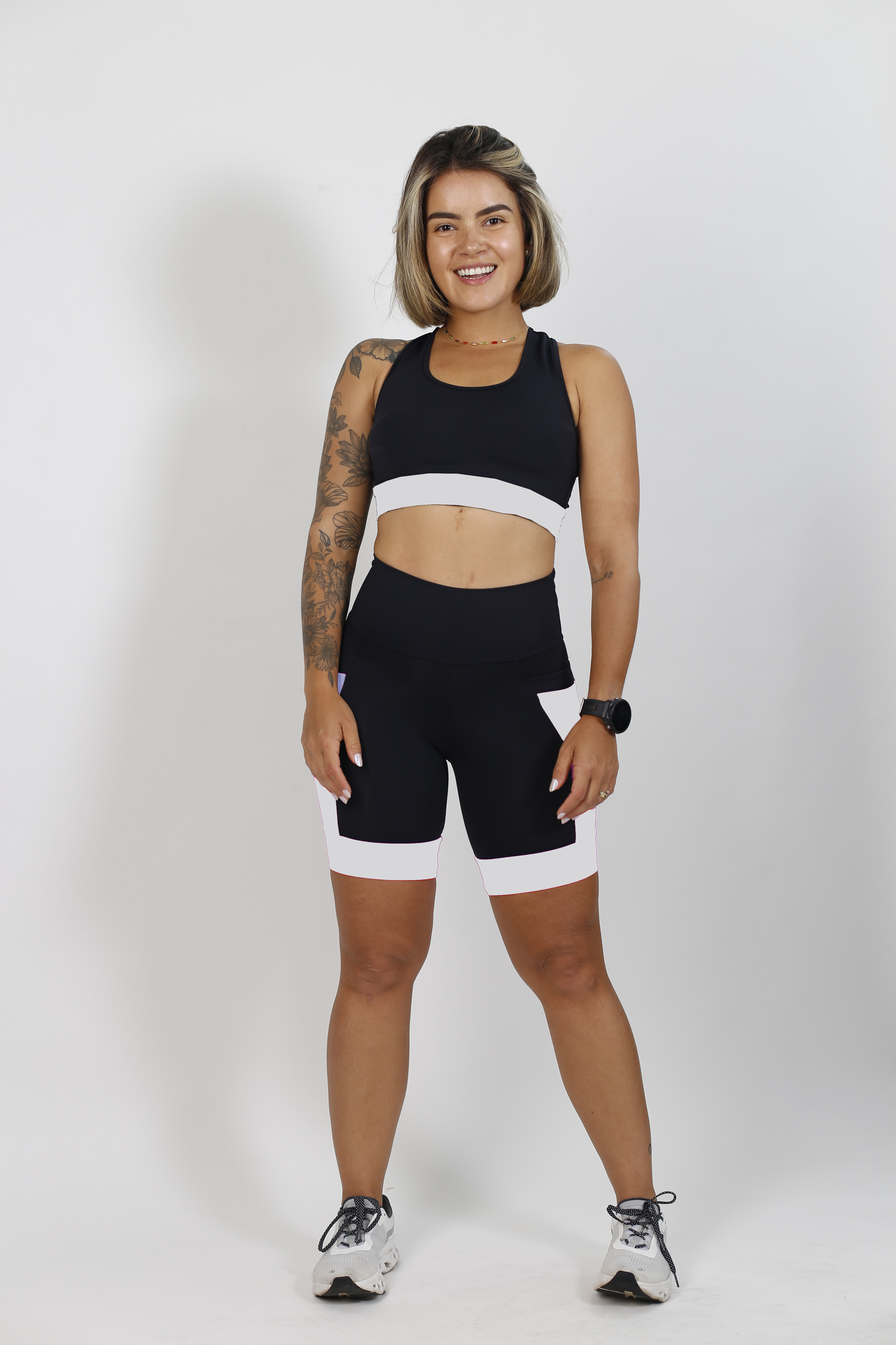 Bermuda Feminina Preta/Branco  Botafogo +Seu nome