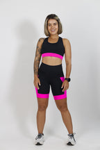 Bermuda Feminina Preta/Rosa
