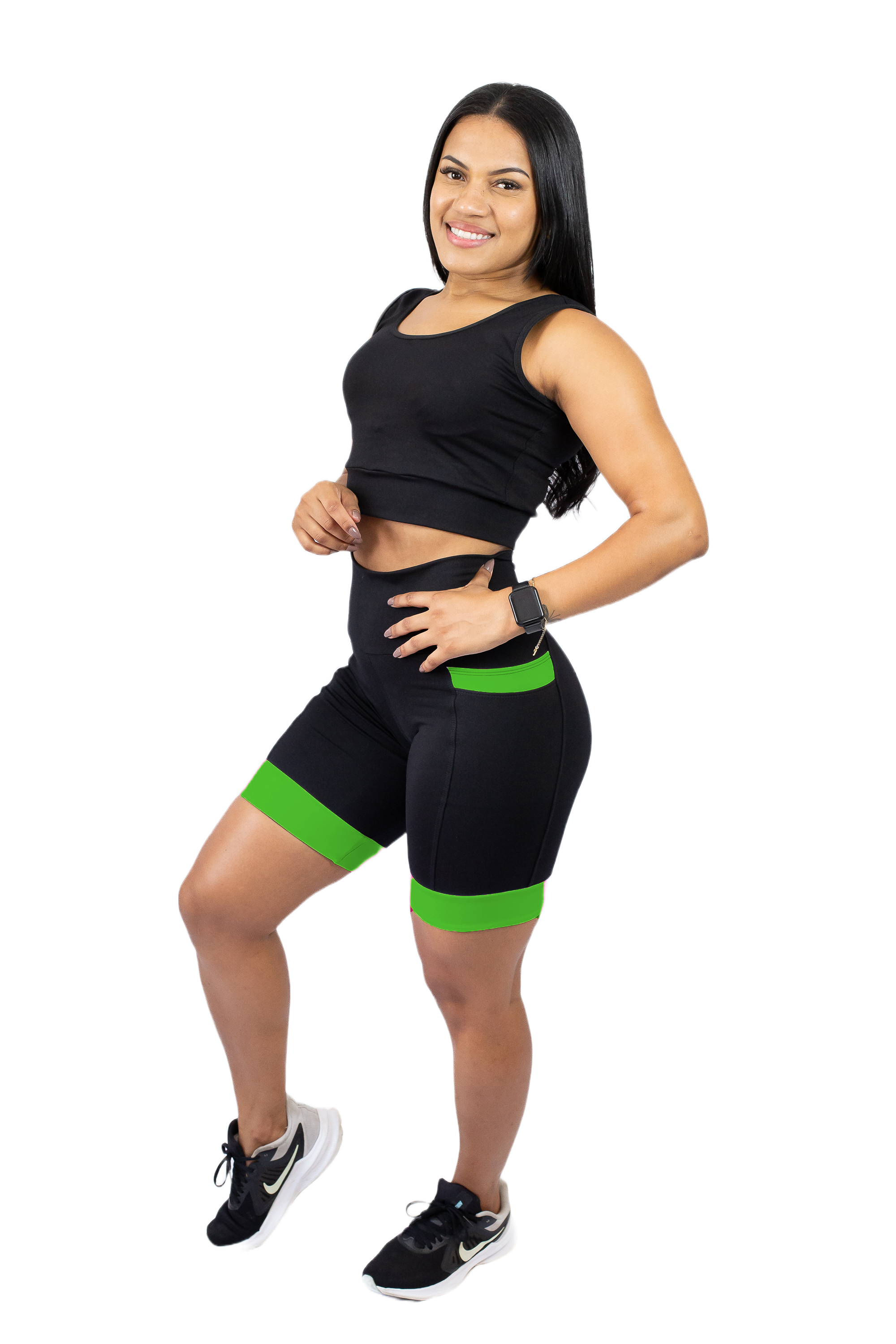 Bermuda Feminina Preto/Verde Bandeira