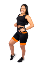 Bermuda Feminina Preto/Laranja