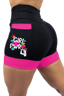 Shorts Girl Power Preto/Rosa