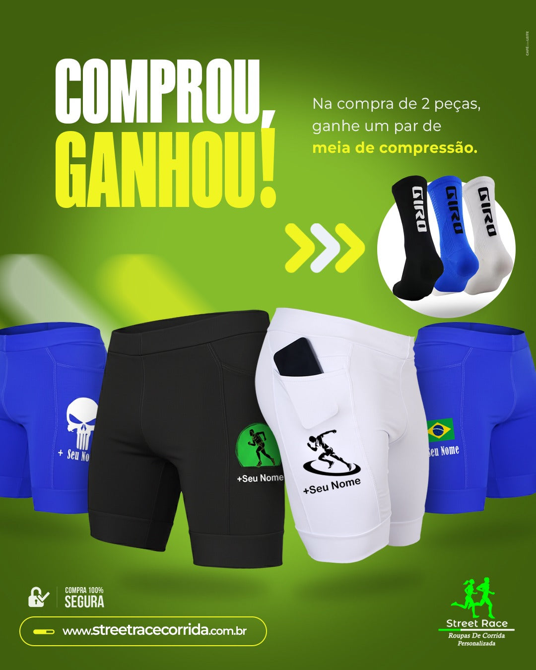 Bermuda Masc Preta Internacional + Nome