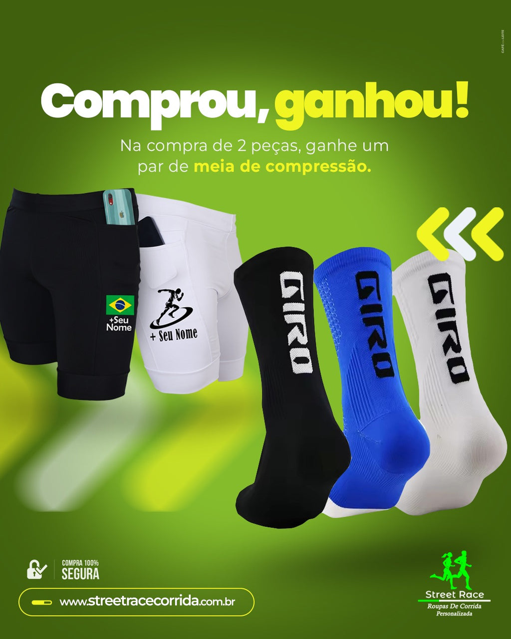 Bermuda Masc Azul/Amarelo CBF + Seu nome