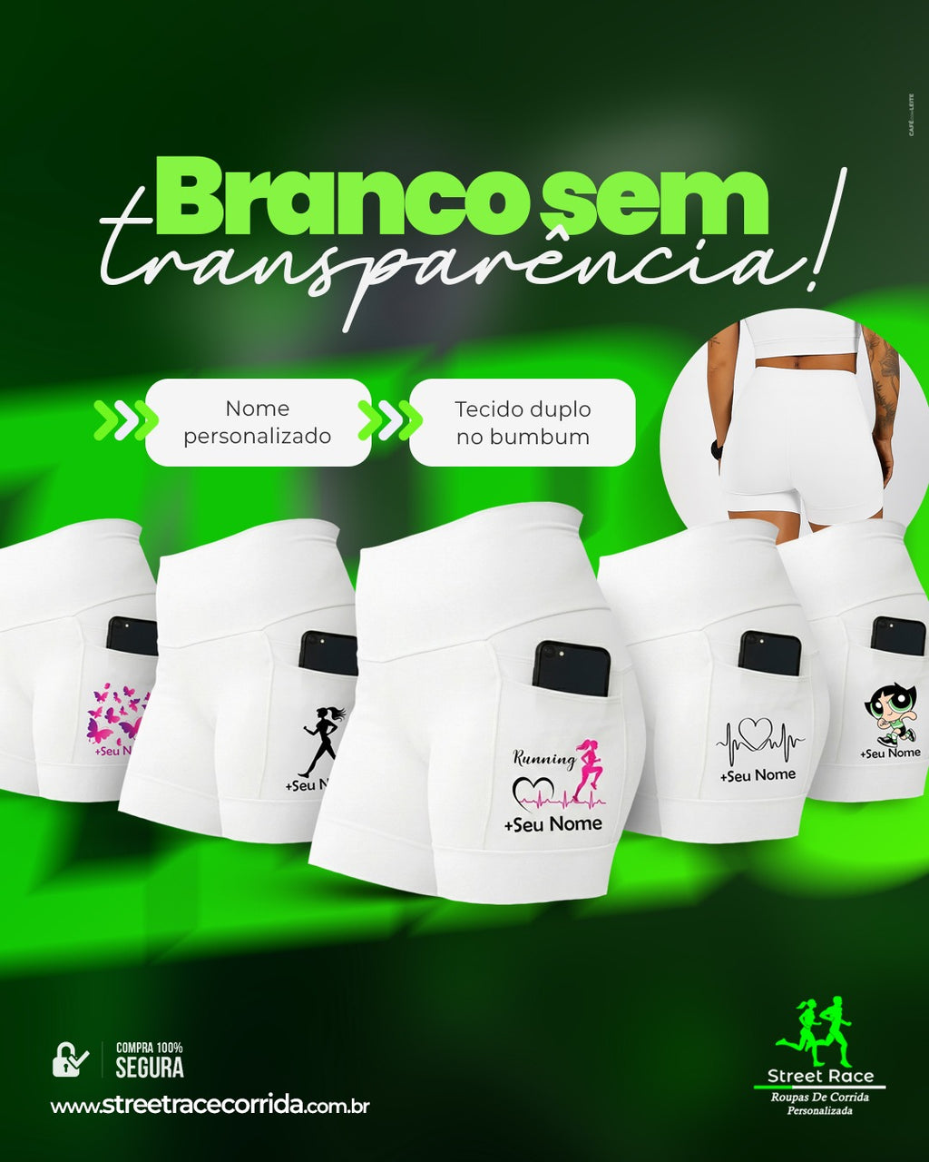 Short Feminino Branco Super Poderosa Docinho