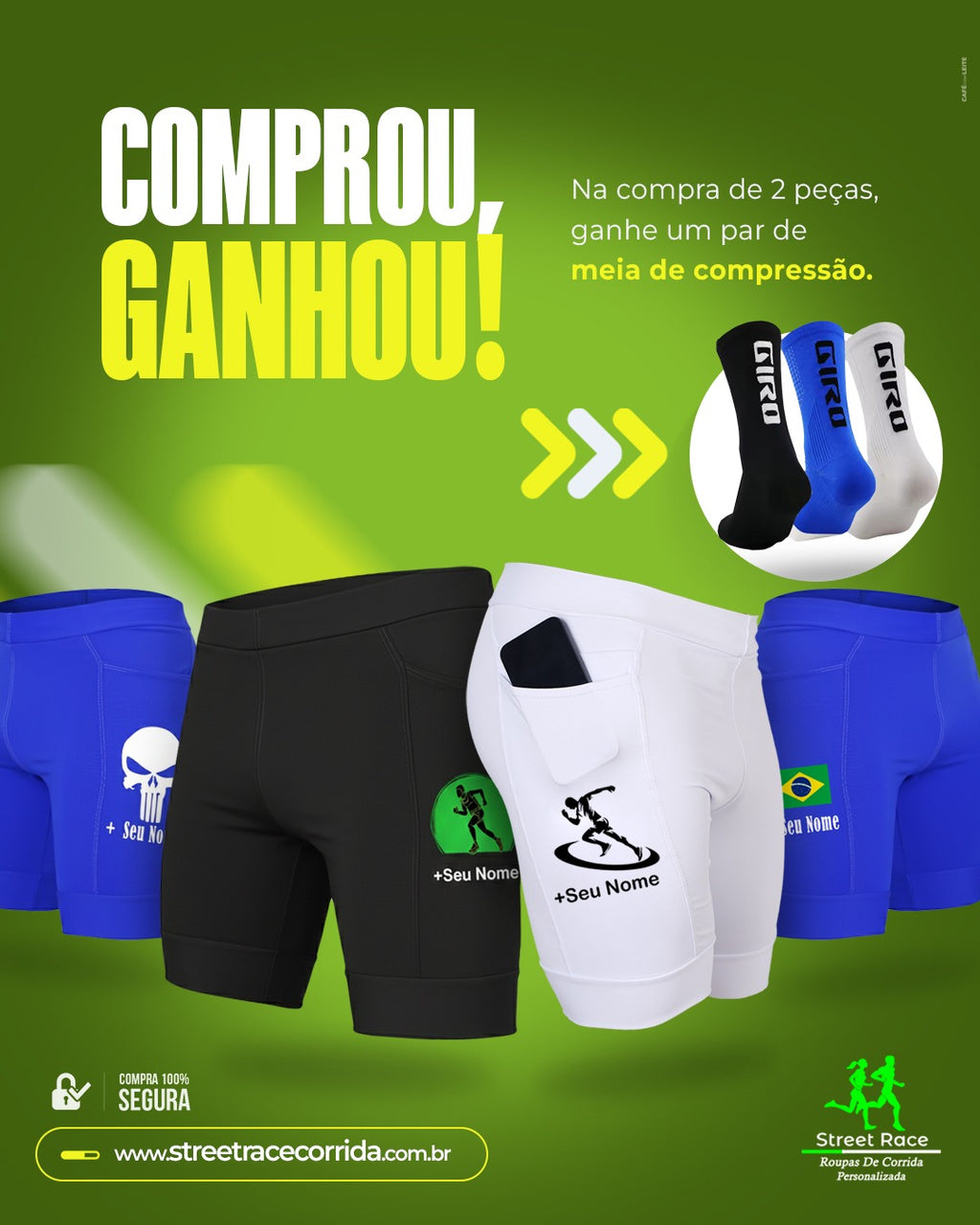 Bermuda Masc Branca Fluminense + Nome
